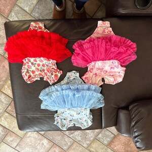 Lot of 3 Baby Girl 12 Months-Tutu Rompers: Minnie Mouse, Barbie, and Bluey